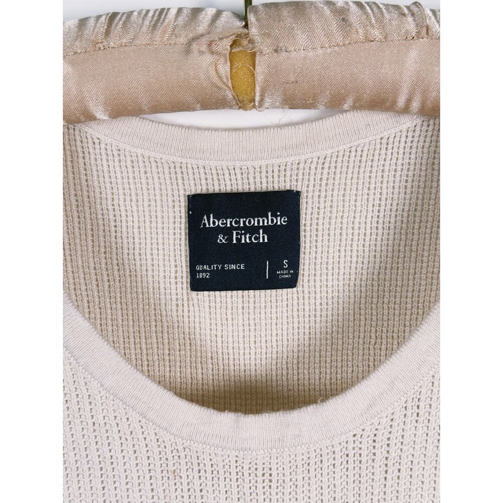 Abercrombie & Fitch Men Crochet Knit Tank Top Size S Beige Indie Granola Minimal - Picture 4 of 9